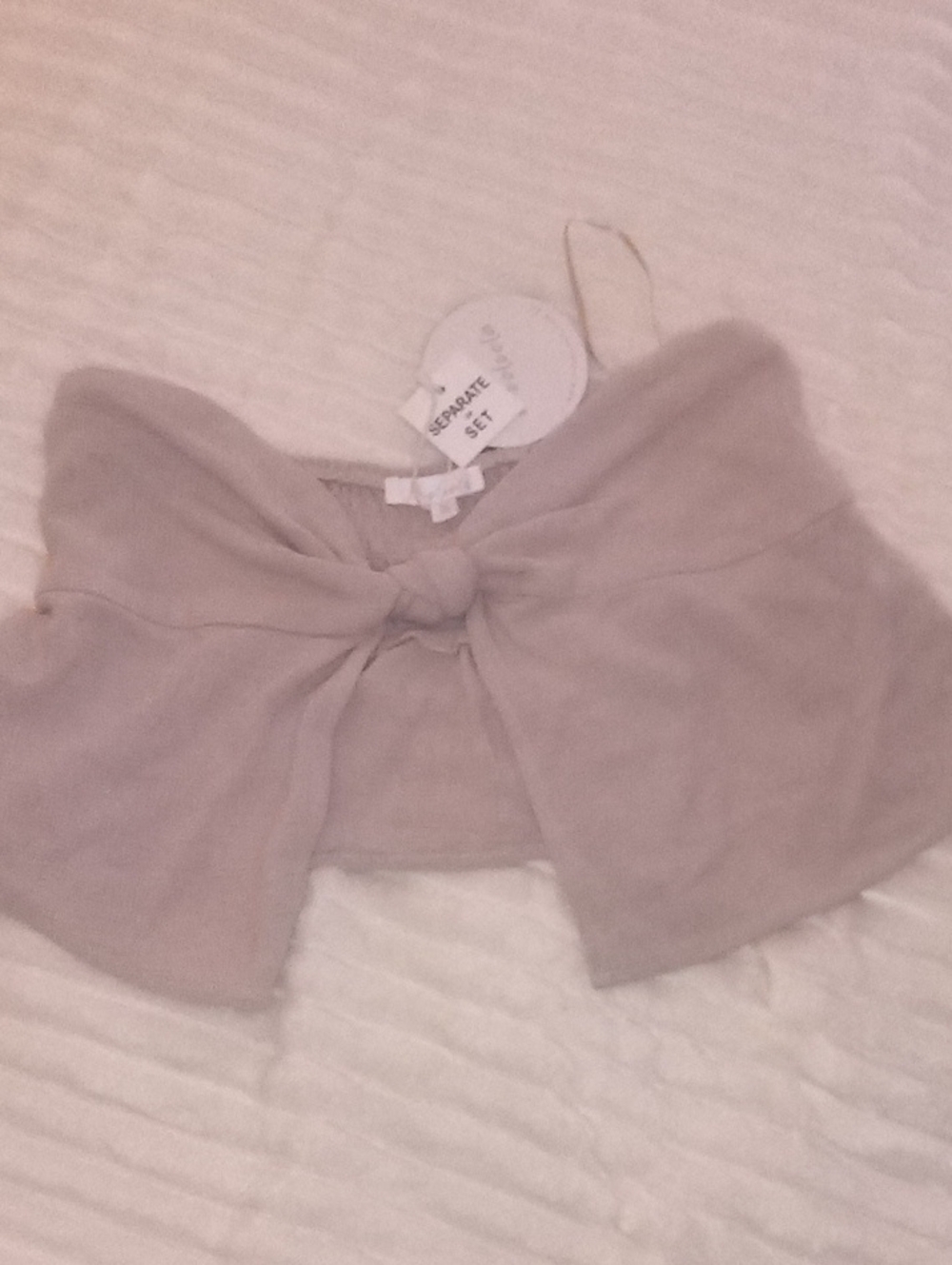 Tan Bow Front Crop Top
